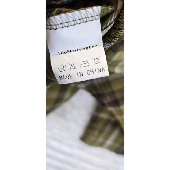 Womens Plaid Flannel Look Shirt Medium Olive Green Brown NEW Long Sleeve - Picture 6 of 7